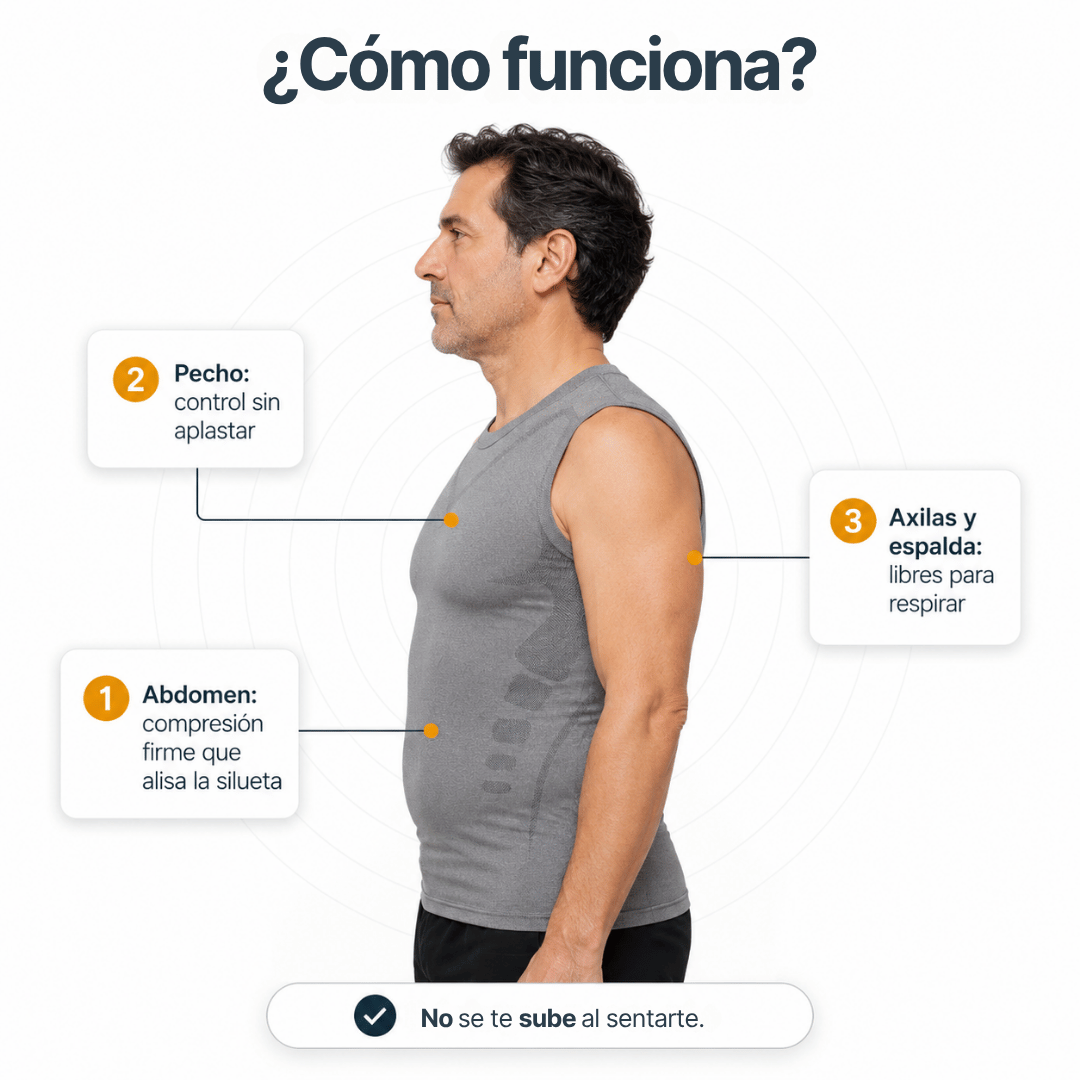 Camiseta de compresión que alisa la silueta bajo la camisa